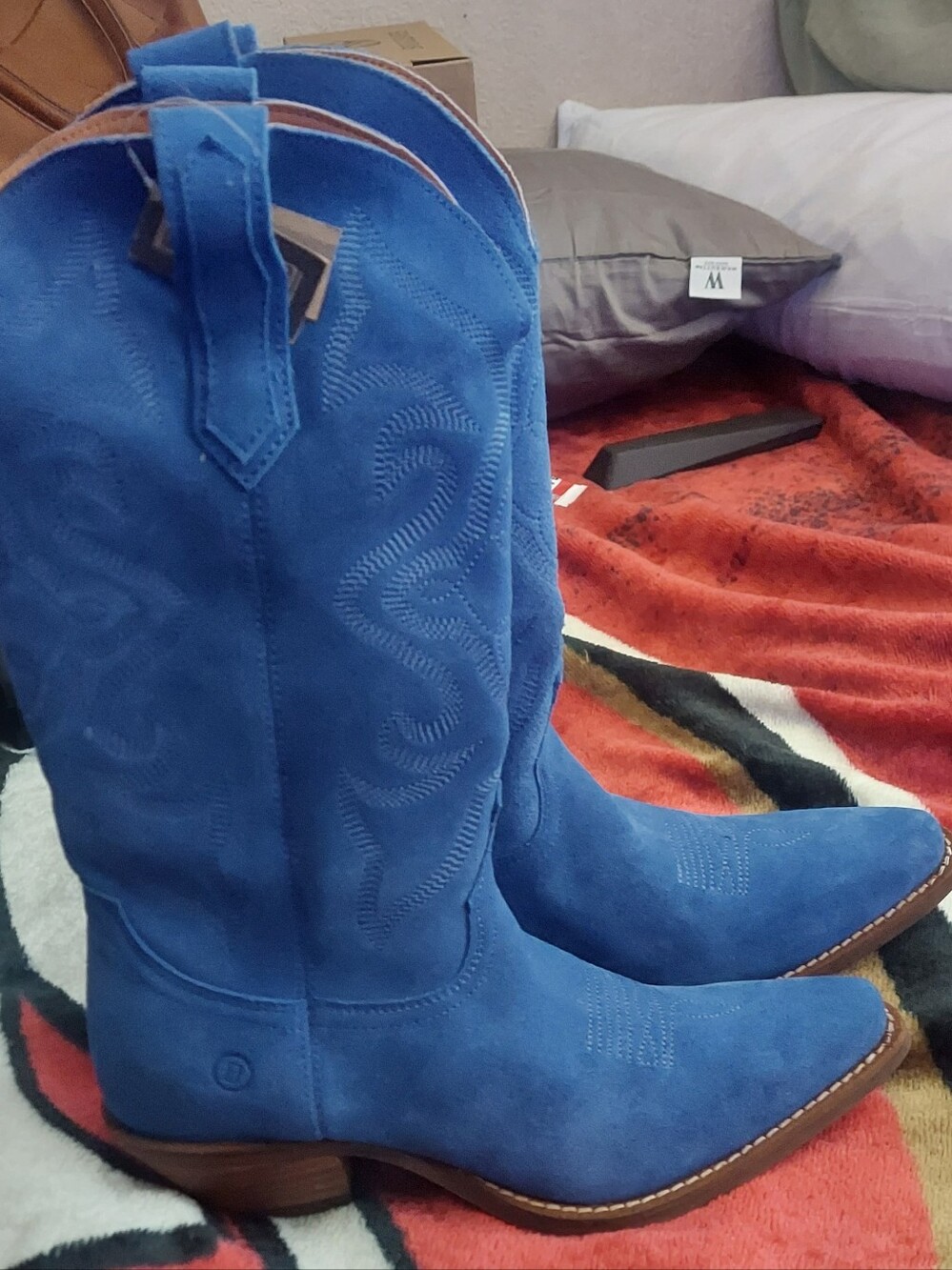 dingo Blue Suede Western Cowboy Boots for Women
